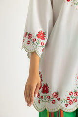 Cambric Embroidered Shirt With Printed Trouser