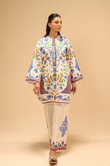 Cambric Printed Co-Ord Set With Embroidered