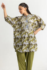 Cambric Printed Co-Ord Set With Embroidered