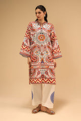 Cambric Printed Co-Ord Set With Embroidered Shirt