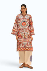 Cambric Printed Co-Ord Set With Embroidered Shirt