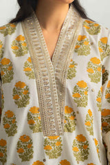 Cambric Printed Shirt And Gharara With Embroidered