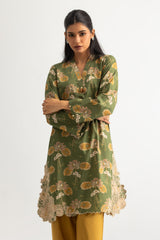 Cambric Printed Shirt With Embroidered And Dyed Trouser