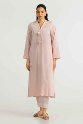 Cotton Embroidered Shirt And Dyed Trouser