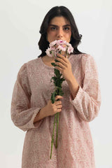 Cotton Net Embroidered Shirt And Dyed Trouser