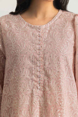 Cotton Net Embroidered Shirt And Dyed Trouser