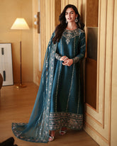 Cyra 3 Piece - Elegant Teal Green Silk Dress for Festive Occasions