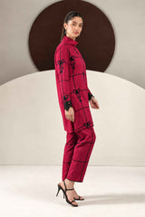 2 Piece Embroidered Dobby Linen Suit