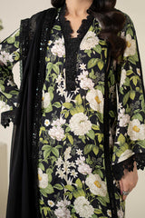 3 Piece Embroidered Raw Silk Suit