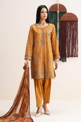 3 Piece Embroidered Dobby Lawn Suit - Elegant & Stylish