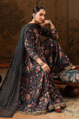 3 Piece Embroidered Raw Silk Suit