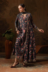 3 Piece Embroidered Raw Silk Suit