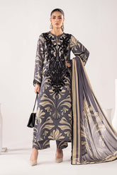 3 Piece Embroidered Raw Silk Suit