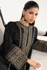 2 Piece Embroidered Raw Silk Suit