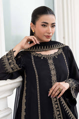3 Piece Embroidered Raw Silk Suit