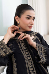 3 Piece Embroidered Raw Silk Suit