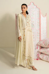 3 Piece Embroidered Raw Silk Suit