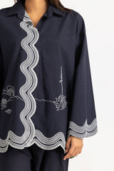 Dobby Embroidered Shirt And Dyed Trouser