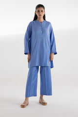 Stitched Dyed Chikan Kari Shirt + Culotte