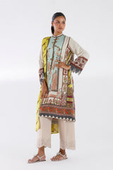 Stitched Printed Linen Shirt+ Dupatta