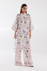 Stitched Satin Shirt + Culotte