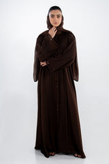 Georgette Embellished Abaya With Stripe Chiffon Scarf
