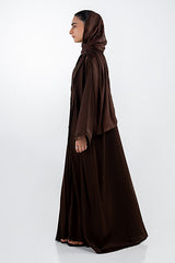 Georgette Embellished Abaya With Stripe Chiffon Scarf