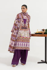 Stitched Printed Linen Suit