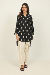 Jacquard Dyed Shirt And Cotton Stripe Shalwar