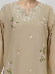 Cambric Kurti- Embroidered (Pret)