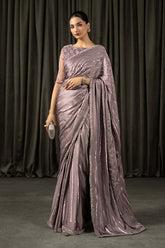 Embroidered Charmeuse Silk Saree - Asian Style House