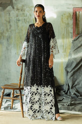 Muguet: Elegant Embroidered Net Shirt & Luxurious Silk Trousers