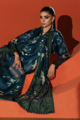 3 Piece Printed Satin Silk Suit - Asian Style House