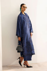 3 Piece Embroidered Raw Silk Suit