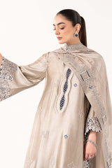 3 Piece Embroidered Self Tassel Silk Suit