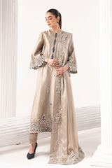 3 Piece Embroidered Self Tassel Silk Suit