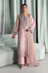 3 Piece Embroidered Tissue Silk Suit - Asian Style House