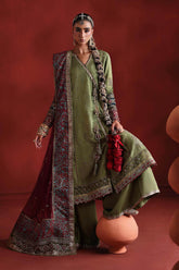 3 Piece Embroidered Raw Silk Suit - Asian Style House