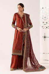 3 Piece Embroidered Raw Silk Suit - Asian Style House