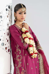3 Piece Embroidered Raw Silk Suit