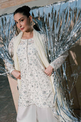3 Piece Embroidered Net Suit - Asian Style House