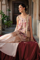 2 Piece Embroidered Textured Silk Suit