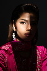 3 Piece Embroidered Raw Silk Suit