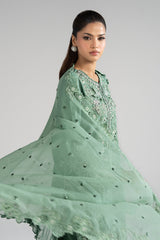 3 Piece Embroidered Raw Silk Suit