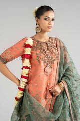 3 Piece Embroidered Raw Silk Suit