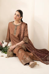 3 Piece Embroidered Raw Silk Suit