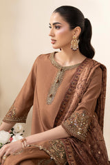3 Piece Embroidered Raw Silk Suit