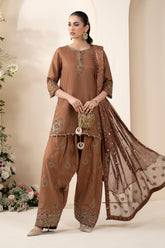 3 Piece Embroidered Raw Silk Suit - Asian Style House