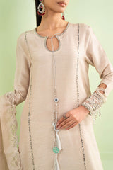 3 Piece Embroidered Raw Silk Suit