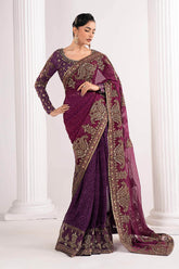 Embroidered Chiffon Saree - Asian Style House